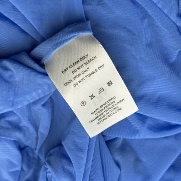 🆕 RAT & BOA 🧿 NWOT Antonie Blue Draped Maxi Dress with Leather Belt, Sz S / M - Picture 15 of 15
